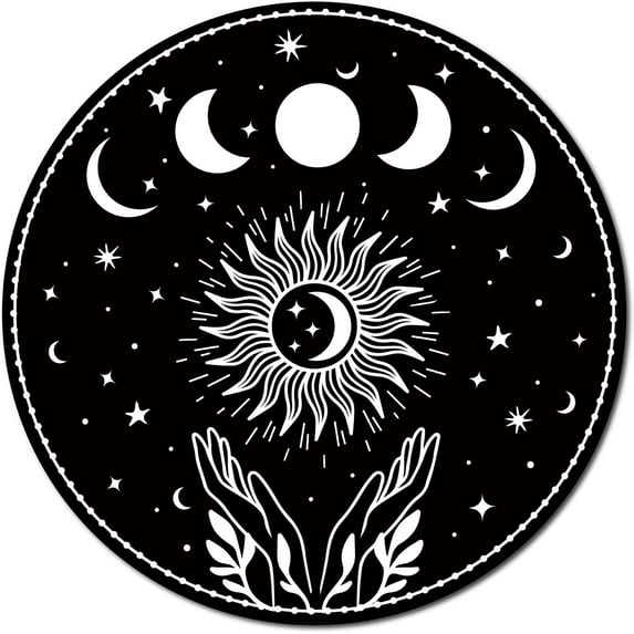 Moon Phrase Wood Sign Wall Decor Door Wooden Wall Art Round Decor Boho Sculpture Hanging Wreaths Cutout for Home Front Door Porch Living Room Gift Christmas Farmhouse 11.8 Inch colorful