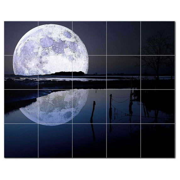 Moon Picture Ceramic Tile Mural Kitchen Backsplash Bathroom Shower, 405491-L54