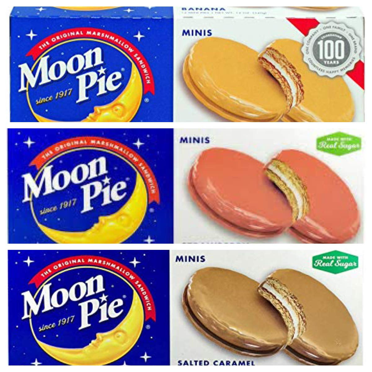 Moon Pie - Banana Strawberry Salted Caramel 6 Pies Per Box 18 Pies