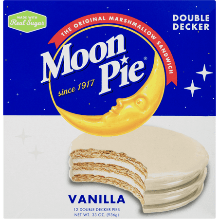 MoonPie Double Decker Vanilla Marshmallow Sandwiches, 33 oz, 12 Count – A Classic Snack Cake with Double Layers of Vanilla Marshmallow