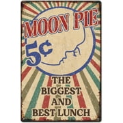 Moon Pie Metal Tin Sign The Biggest and Best Lunch Metal Signs Retro Wall Plaque Vintage Wall Art Poster Outdoor Home Decoration