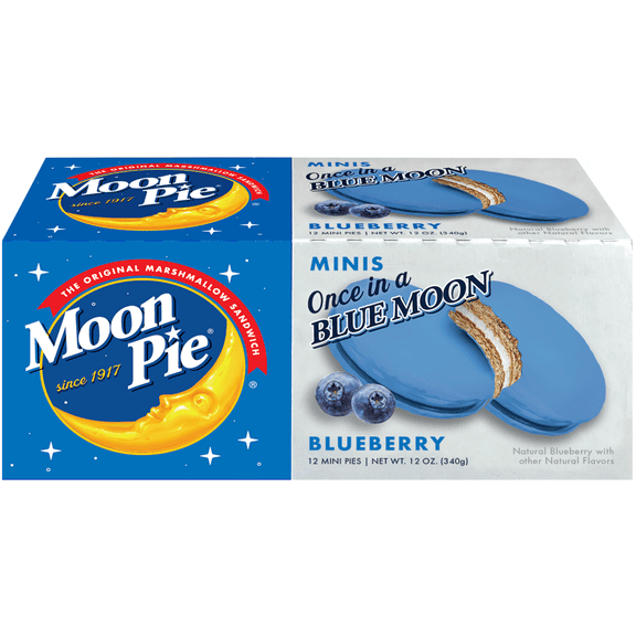 MoonPie Mini Marshmallow Sandwiches, Blueberry, 12 Count, 12 oz Easy Grab-and-Go Snack Cakes for Lunchboxes
