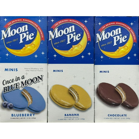 Moon Pie Mini Variety Pack (Blueberry, Banana, Chocolate) 12 ct