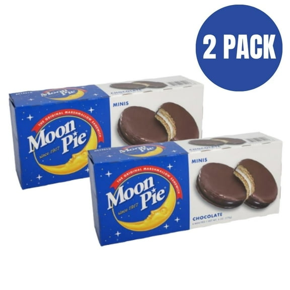 Moon Pie Minis Marshmallow Sandwiches, 6-Count (Pack of 2) Classic Chocolate, Soft & Chewy Marshmallow Snack Cakes