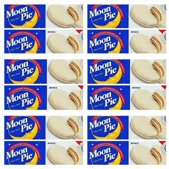 Moon Pies Mini Case lot 12 Boxes x 6 individual Moon Pies (Vanilla)