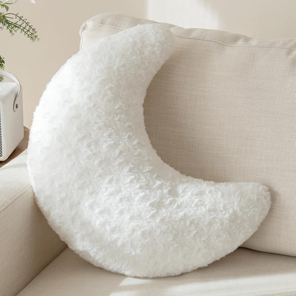 Moon Pillow, Decorative Throw Pillow with Soft Plush for Couch Bed, Cozy Moon Decorative Pillows for   Room,  Decor Comfort  (White, 14.9 )