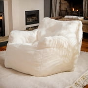 Moon Pod Bean Bag Chairs for Adults,Moonpod Chair,Soft Tufted Foam Bean Bag Chair with Teddy Fabric,Ergonomic Backrest,Sillones Bean Bag,Vaina Lunar Ivory