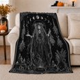 thumbnail image 1 of Moon Priestess with Herbs and Candle Altar, Gothic Botanical Style for Witchy Art Lovers, Lunar Ritual Scene and Halloween Gift, Cozy Flannel Blanket, Home Decor, 1 of 9