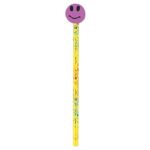 Moon Products Pencil & Eraser Topper Write-Ons, Smiley Face, Pack of 36