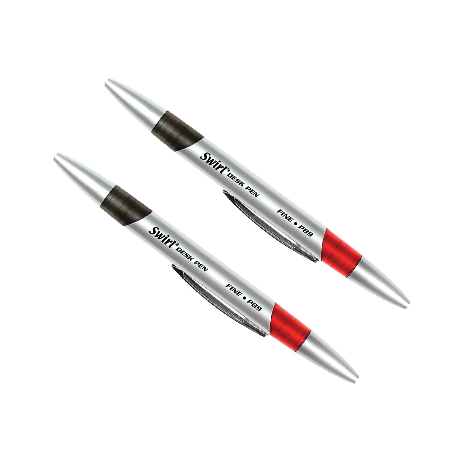 Moon Products Retractable Swirl Desk Pens Fine Point Red/Black Ink 12/Pack 2 Packs (JRMP89-2)