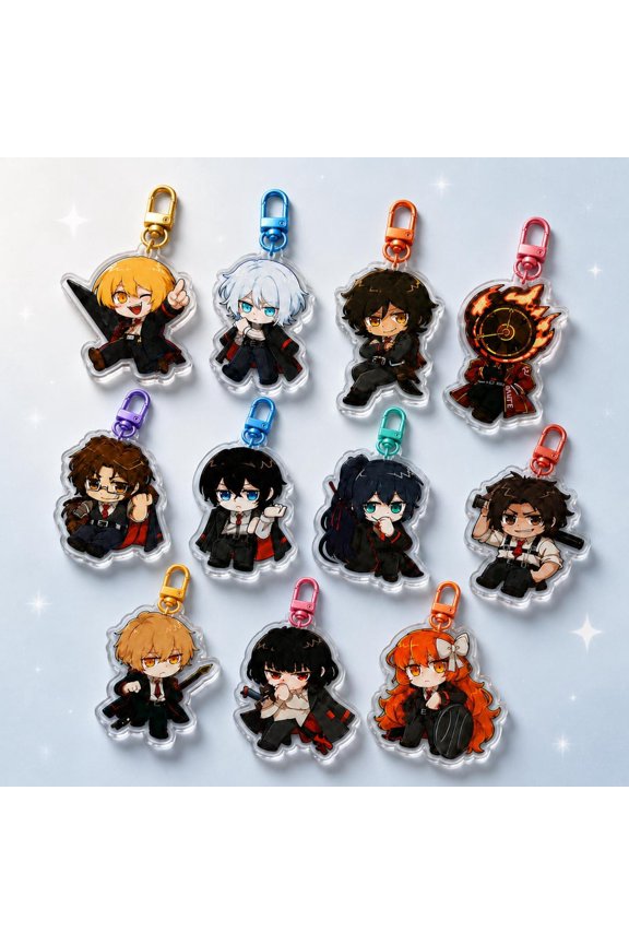 Moon Project Gacha Game Character Acrylic Keychain Cute Chibi Bag Charm Fan Gift, random 1 pack