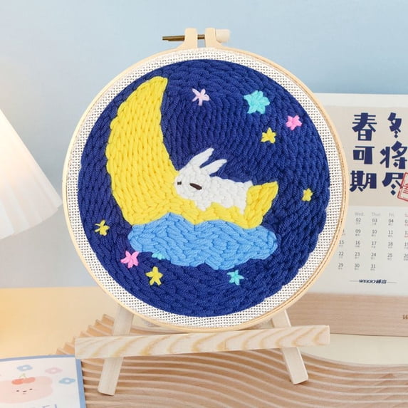 Moon Punch Needle Kits Adults Beginner, Handcraft DIY Craft Hoop Kit ...