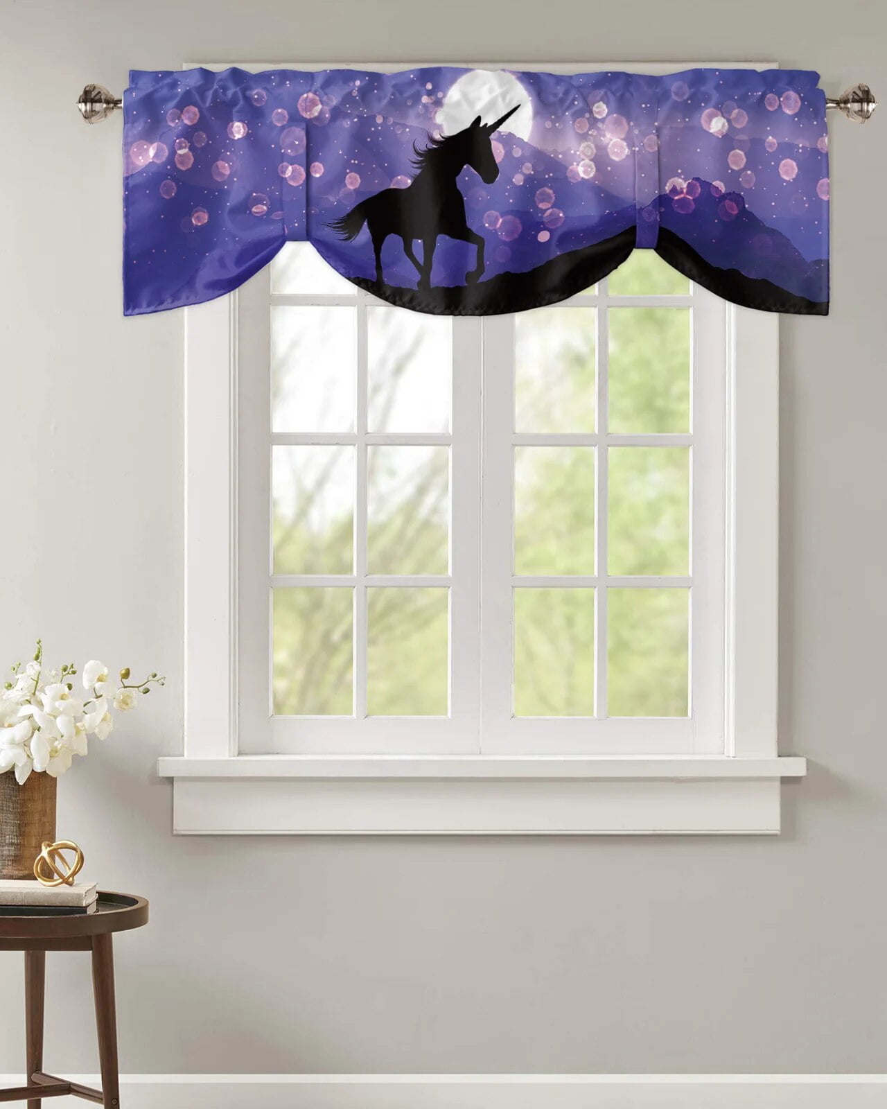 Moon Purple Cartoon Fantasy Window Curtain Kitchen Cabinet Coffee Tie ...