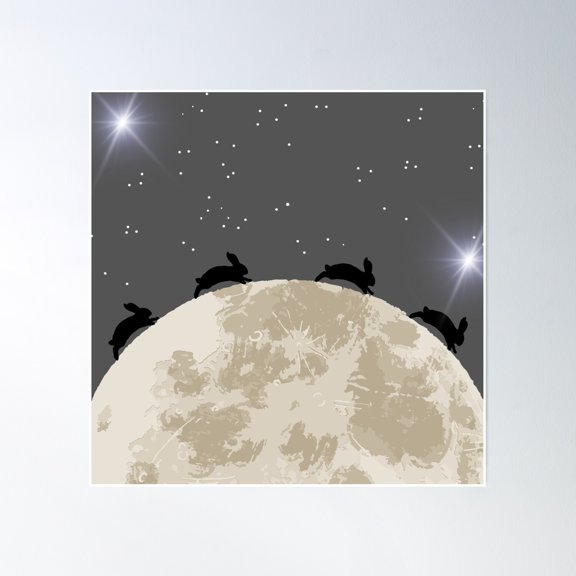 Moon Rabbit - Classic Poster Wall Art, Modern Wall Decor, 30x30 UNFRAMED