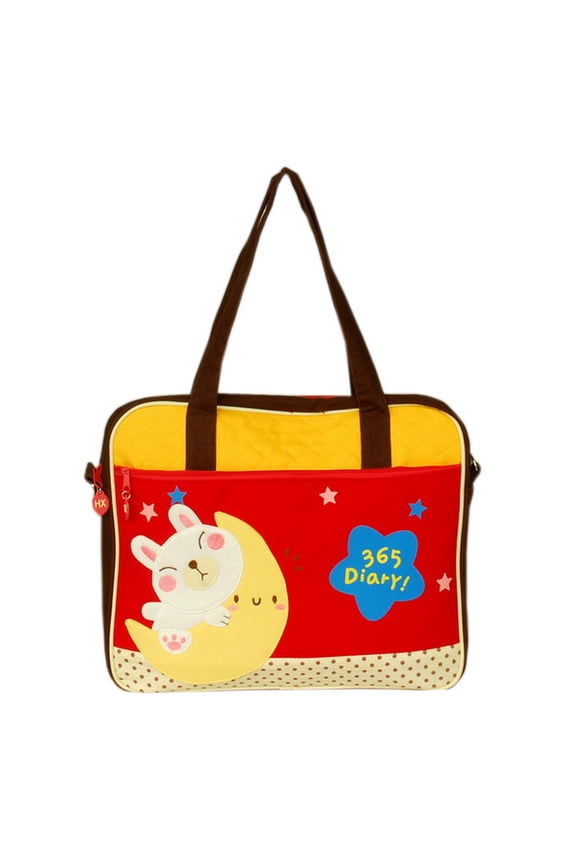 [Moon Rabbit] Embroidered Applique Fabric Art Shoulder Tote Bag / Swingpack Bag (13.4*11.6*2.7)