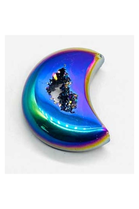 Moon Rainbow Druse Agate Geode Stone - 3 in. - Unique Metallic Finish
