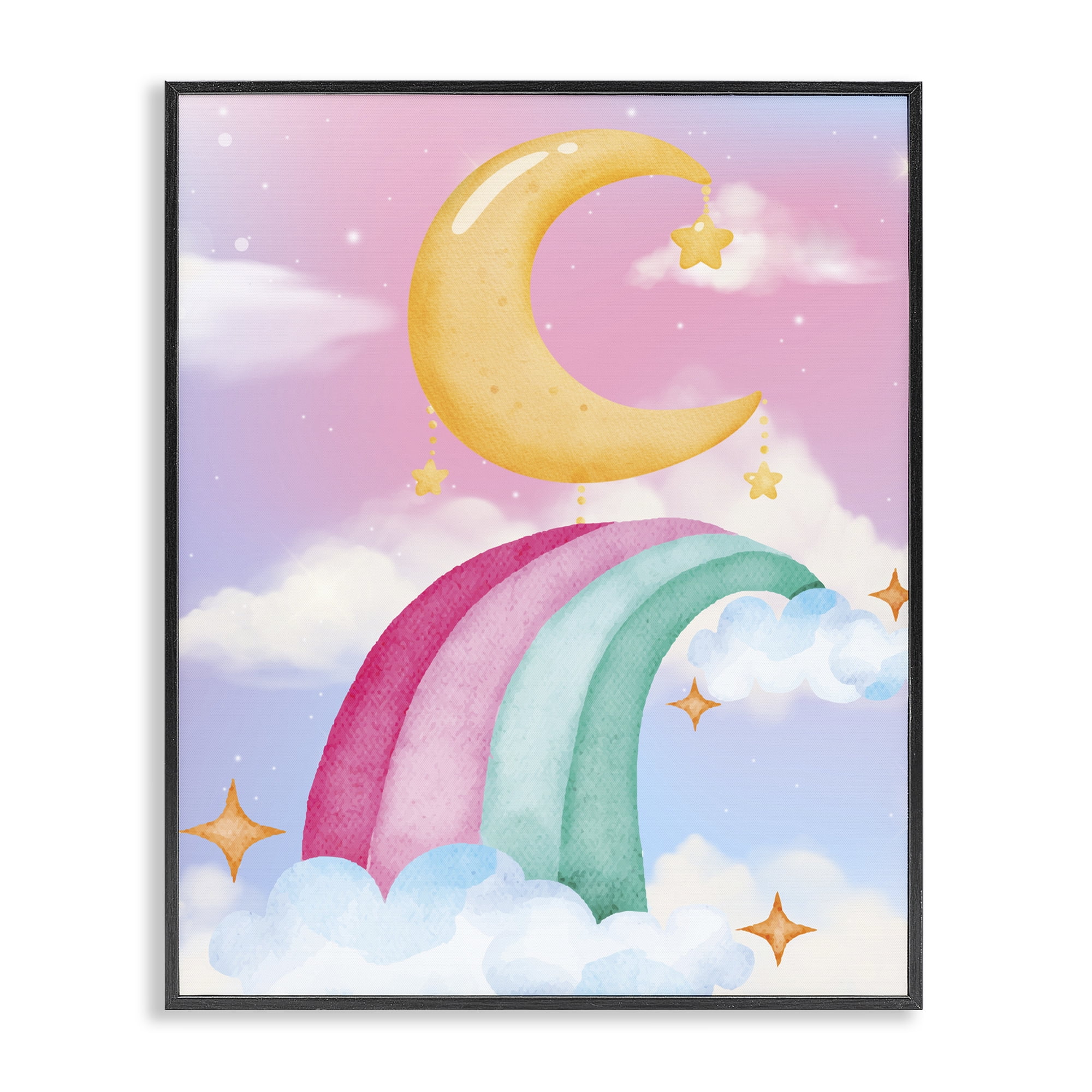 Moon Rainbow in Clouds Black Framed Giclee Art, design by Jesse Keith