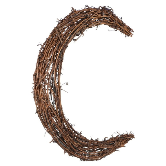 FRCOLOR Natural Rattan Moon Wreath Hoop Light Brown for Craft Projects
