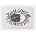 thumbnail image 1 of Moon Rays Bath Mat, Cartoon Style Art Depiction of Stars and Crescent in Sun Circle Print, Plush Bathroom Decor Mat with Non Slip Backing, 29.5" X 17.5", Dark Mauve and White, by Ambesonne, 1 of 2