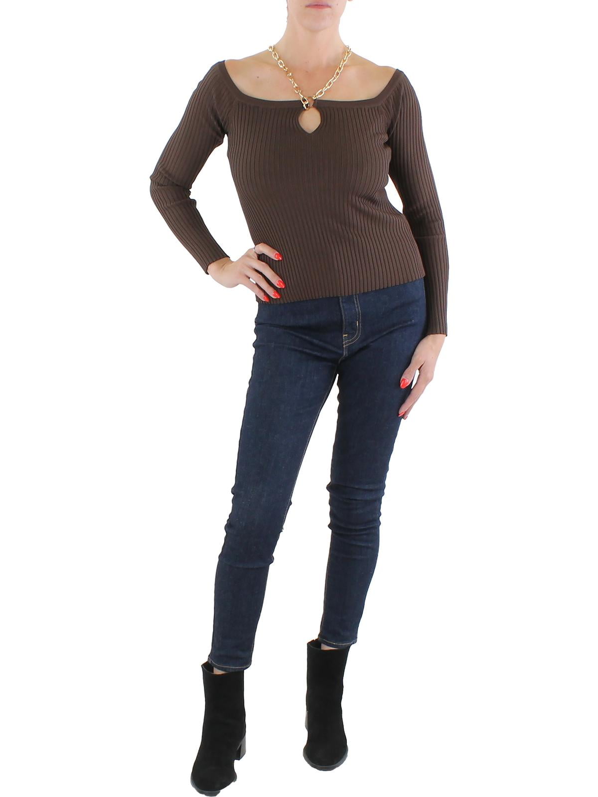 Moon River Womens Hardware Ribbed Pullover Sweater Walmart