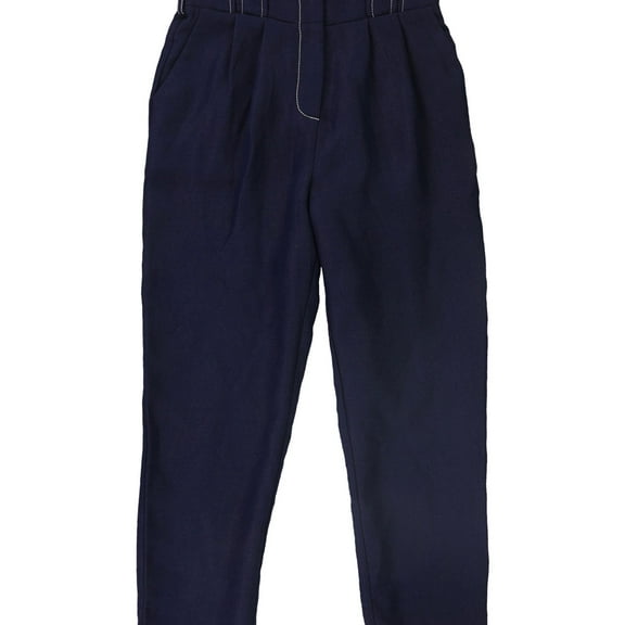 Moon River Womens Paper Bag Casual Trouser Pants, Blue, Large