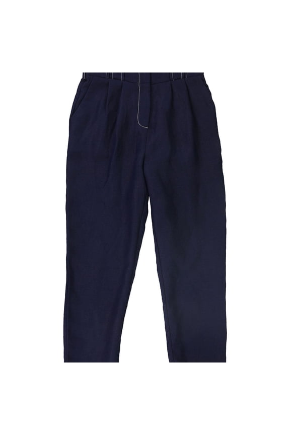 Womens Paper Bag Casual Trouser Pants, Blue, Medium