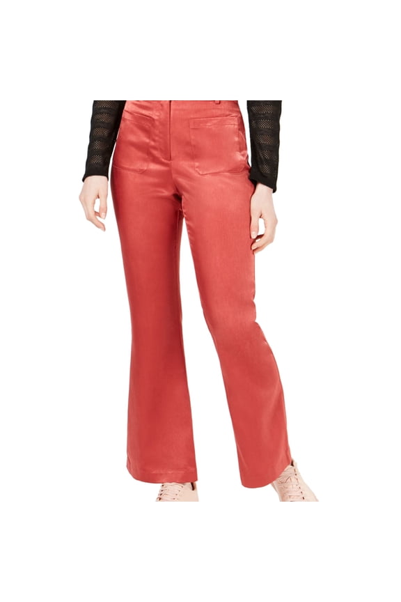 Womens Satin Casual Trouser Pants, Pink, Small