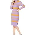 thumbnail image 1 of Moon River Womens Stripe Bodycon Sweater Dress, Purple, Small, 1 of 3