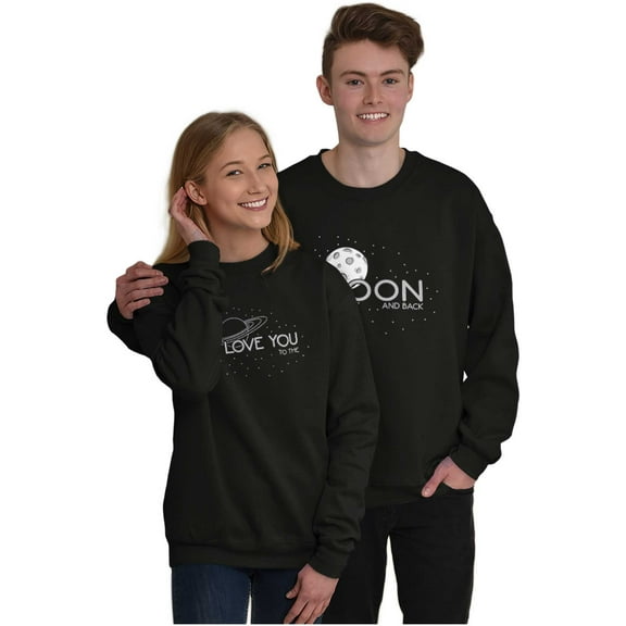 Moon Saturn Matching Set Couples Unisex Plus Fleece Graphic Sweatshirt Brisco Brands 3X