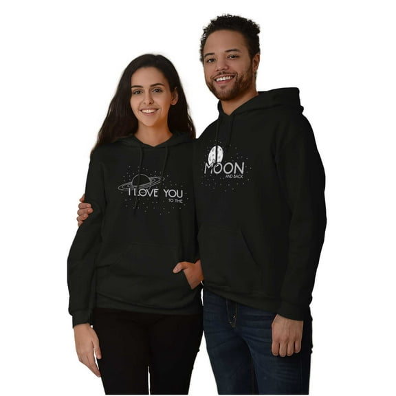 Moon Saturn Matching Set Couples Unisex Plus Fleece Graphic Hoodie Brisco Brands 2X