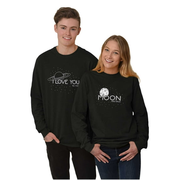 Moon Saturn Matching Set Couples Plus Size Long Sleeve Graphic Tee Shirt Brisco Brands 3X