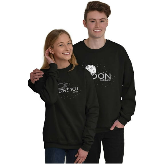 Moon Saturn Matching Set Couples Unisex Plus Fleece Graphic Sweatshirt Brisco Brands 5X