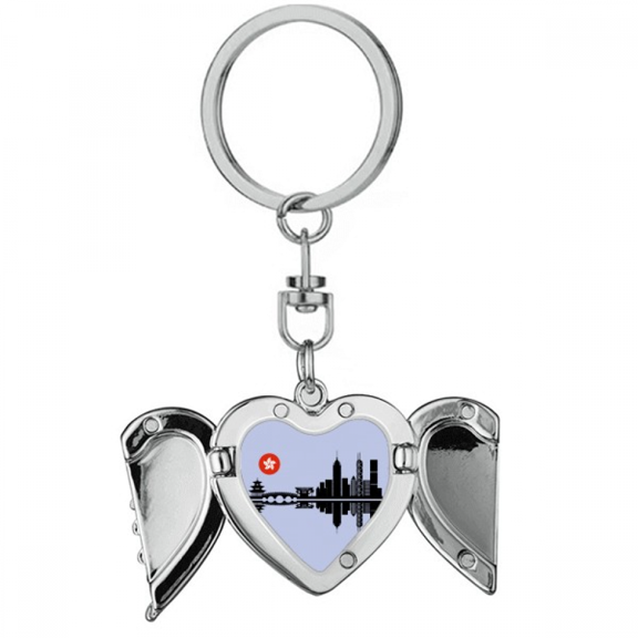 Moon Shadow City Building Heart Angel Wing Key Chain Holder