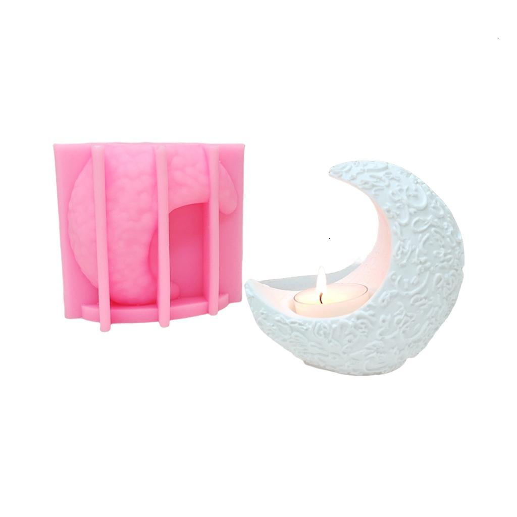 Moon Shape Candle Holder Molds Silicone Tealight Stand Molds for Epoxy Resin