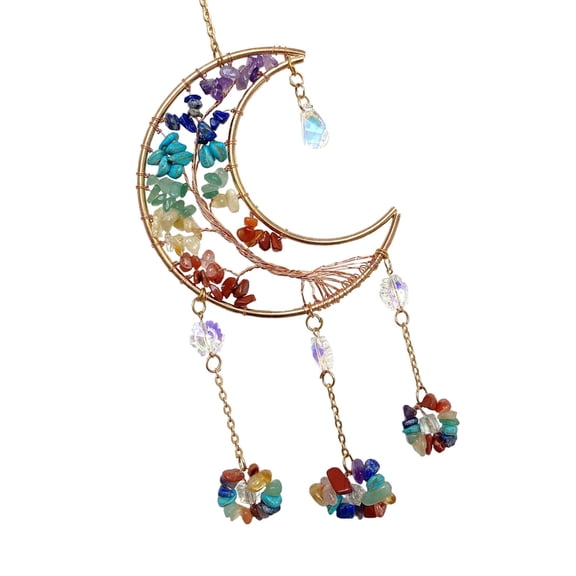 Moon Shape Crystal Suncatchers Hanging Light Catchers Rainbow Maker for Home