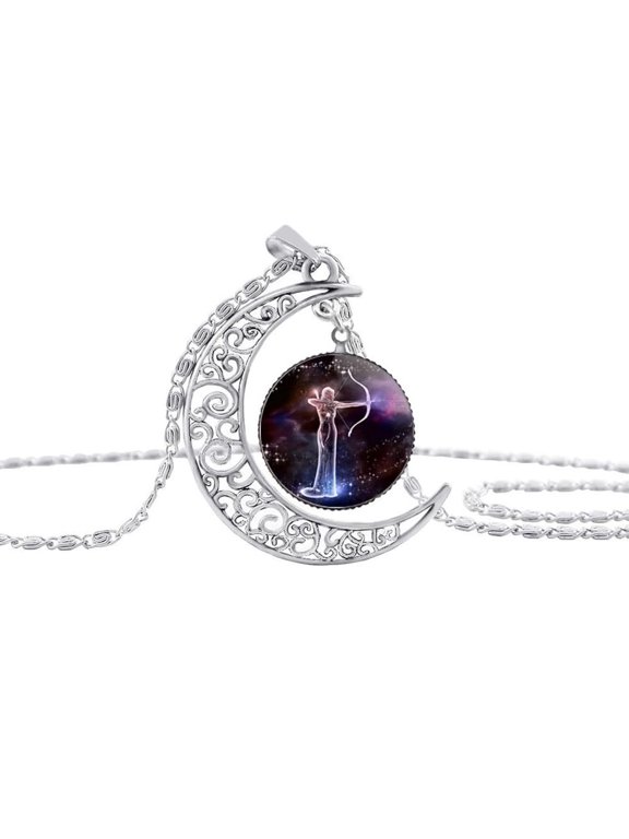 Moon Shape Gemstone Pendant Sagittarius