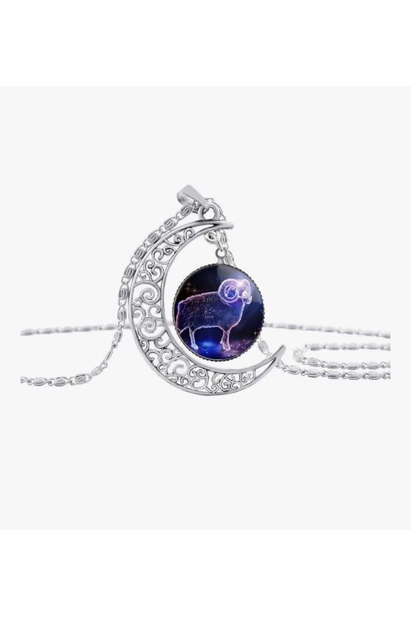 Moon Shape Gemstone Taurus Zodiac Necklace