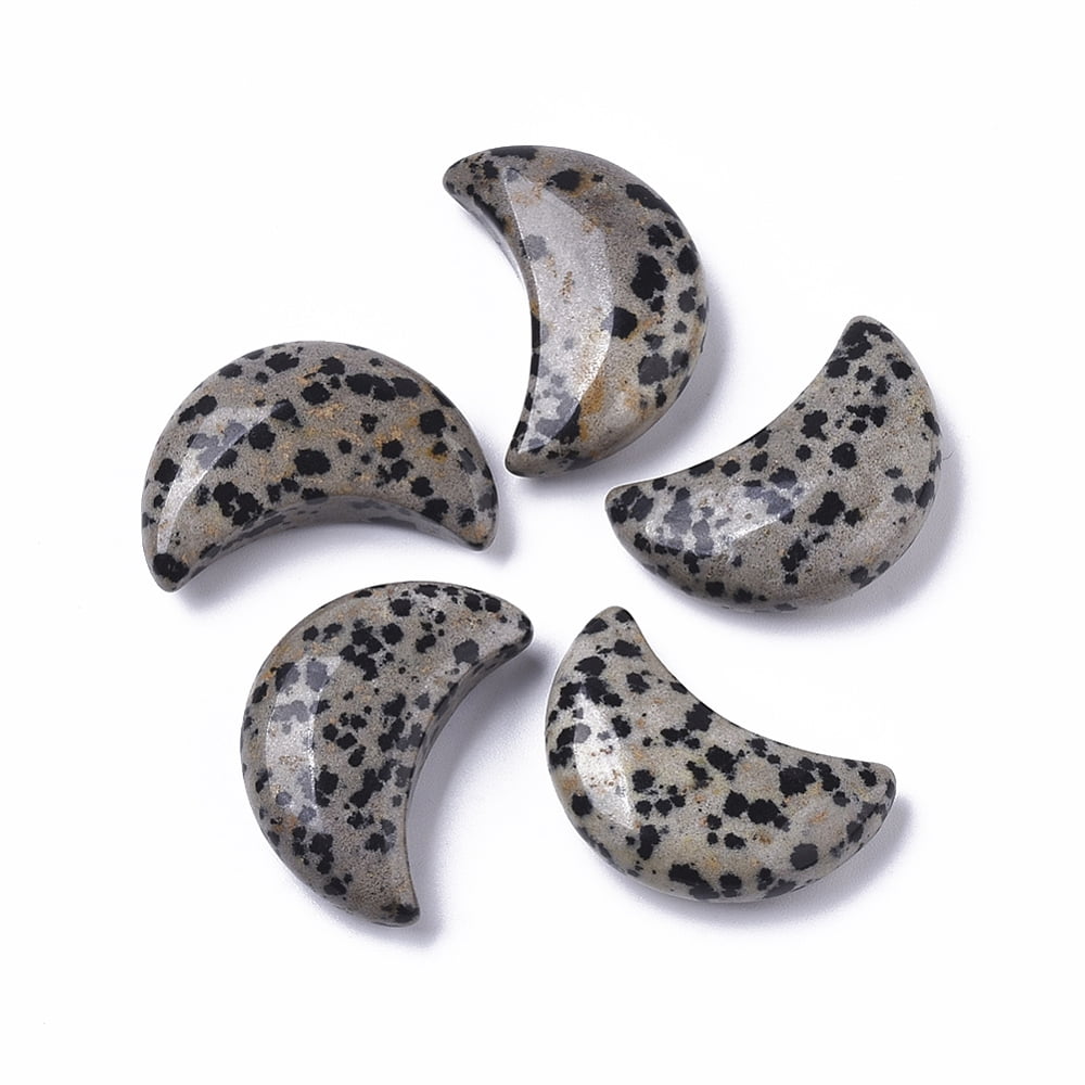 Moon Shape Natural Dalmatian Jasper Healing Crystal Pocket Palm Stones ...