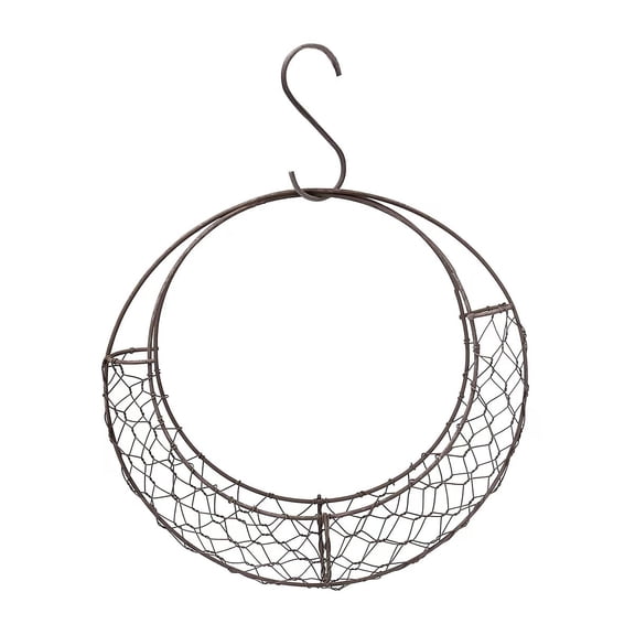 Moon Shaped Hanging Basket, Metal Wire Hanging Planter for Flower Arrangements, Crescent Indoor Outdoor Hanging Basket Stand for Wall Garden Decor