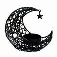 thumbnail image 1 of Moon Shaped Metal Candle Holder, Crystal Pillar Stand, for Table Centerpiece, Home Decor, Wedding Use and Candle Display, by Cosmug, Black, 1 of 8