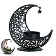 thumbnail image 1 of Moon Shaped Metal Candlestick Holder With Cutout Pattern Tea Light Candle Stand For Eid Wedding Church Table Centerpiece Decor, 1 of 9