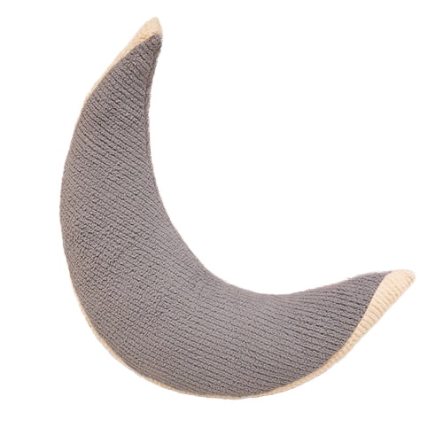 Moon Shaped Pillow Soft Stuffed Throw Pillows for Room Couch Reading Decor (Gray)