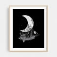 thumbnail image 1 of Moon Ship - Digital Art Surrealism Moon Boat Stars Fantasy Astronomy Nautical Oak Framed Wall Art Print 8 x 10 inches, 1 of 12