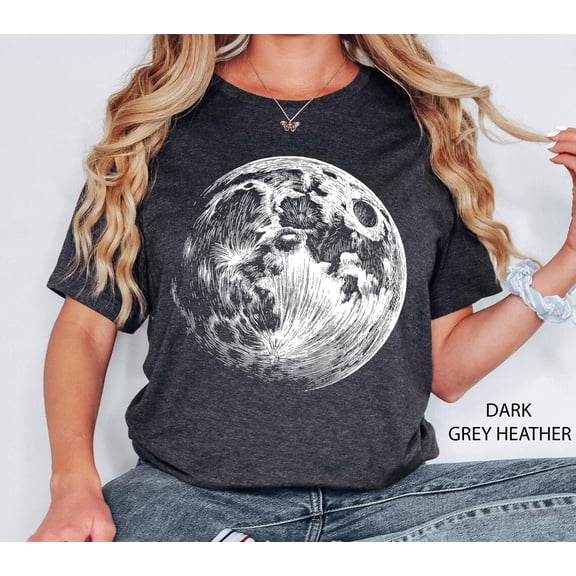 Moon Shirt for Women, Celestial Full Moon T-Shirt, Fall Clothing Her, Unique Moon Graphic Tee, Outer Space Tshirt, Moon Tee Tshirt All Size S-5XL