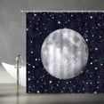 thumbnail image 1 of Moon Shower Curtain Black Gray Celestial Outer Space Universe Night Starry Stars Sky Mysterious Fantasy Dreamy Fabric Bathroom Decor Set with Hooks 72"W x 84"L, 1 of 6