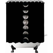 Moon Shower Curtain Wiccan Moon Phase Shower Curtains for Bathroom Black Whitcy Goth Bathroom Decor with Hooks 72"X72" Inches
