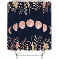 Moon Shower Curtain Witchy Space Moon Phase Curtains Magic Cottagecore Bathroom Decor Black and Blush Zodiac Fabric Curtains with Hooks 72"X72"Inches