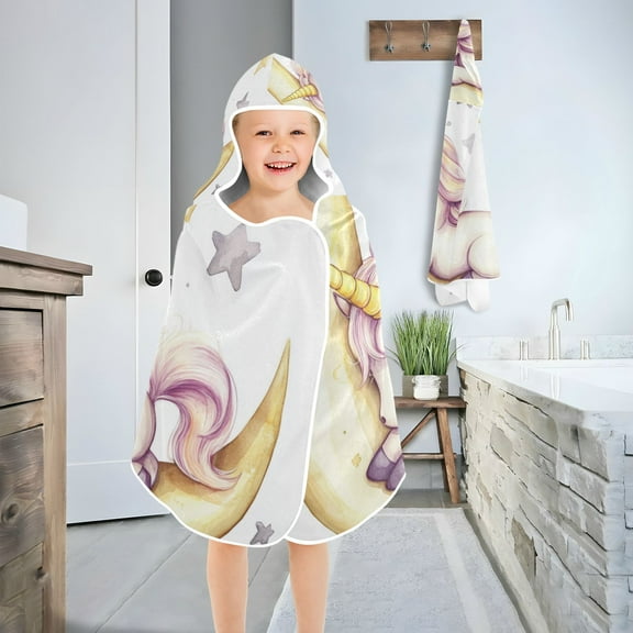Moon Sleep Unicorn Toddler Bath Towel Baby Kid Bath Towels Beach Towel Super Soft and Absorbent for Girl Boy