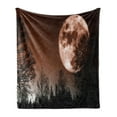 thumbnail image 1 of Moon Soft Flannel Fleece Blanket, Abstract Color Scheme with Forest Detailed Full Moon Nature Image Scenic Landscape, Cozy Plush for Indoor and Outdoor Use, 50" x 60", Redwood Black, by Ambesonne, 1 of 5