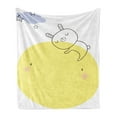 thumbnail image 1 of Moon Soft Flannel Fleece Blanket, Doodle Style Cartoon Bunny Sleeping on Moon with Stars and Cloud Colorful Image, Cozy Plush for Indoor and Outdoor Use, 50" x 70", Yellow Pink Blue, by Ambesonne, 1 of 5